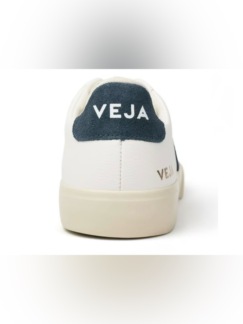 Veja Campo White Leather Low-Top Sneakers with Gray/Blue 'V' Accent Size:9 - Picture 5 of 11